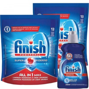 Lava-louças Detergente Finish Powerball All In One Max Kit