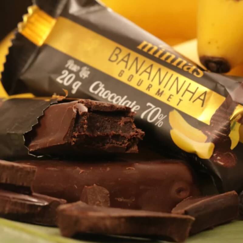 Bananinha com Chocolate 70% Cacau - Display 360g